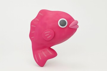 Pink fish toy with big eye and tail fin