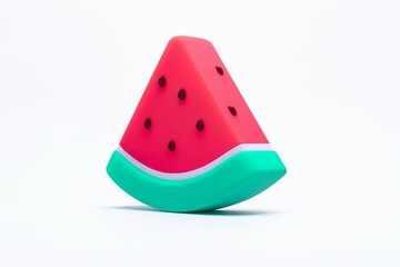 Vibrant watermelon slice stress ball on white background