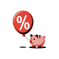 Piggy Bank With Percentage Balloon