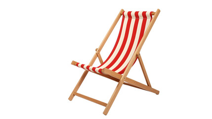 Red and white striped deck chair with wooden frame in casual summer setting for outdoor furniture and beach decor