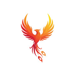 Vibrant Phoenix Bird Logo with Fiery Gradient Wings and Tail.