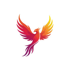 Obraz premium Vibrant Phoenix Bird Logo with Fiery Gradient Wings.