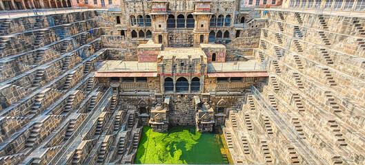 Chand Baori in Abhaneri, built in the 8th&ndash;9th century CE by King Chanda, is a deep, geometric stepwell with 3,500 steps, showcasing ancient water conservation, climate-smart design.