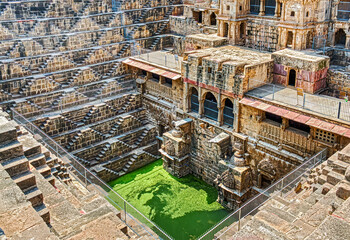 Chand Baori in Abhaneri, built in the 8th&ndash;9th century CE by King Chanda, is a deep, geometric stepwell with 3,500 steps, showcasing ancient water conservation, climate-smart design.