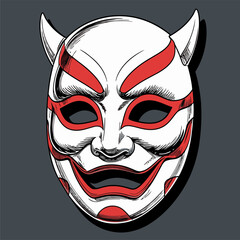 Japanese mask vector image in the image with attractive colors