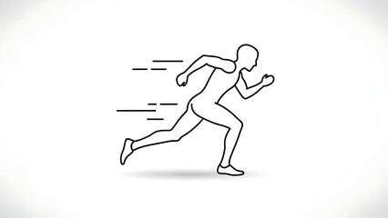 Athlete running fast with motion lines behind him