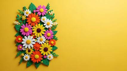 Happy mother's day floral wishes with colorful flowers and green leaves