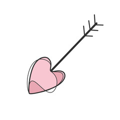 Cupid Arrow Heart Hand Drawn Doodle