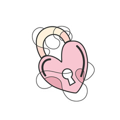 Locked Heart with Padlock Hand Drawn Illustration