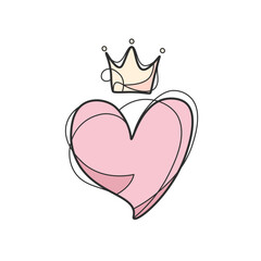 Royal Heart Line Art Illustration
