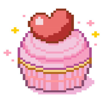 Pixel Heart Cupcake Sweet Dessert