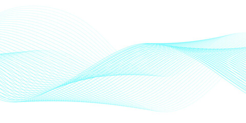 Abstract futuristic sound wave line art featuring neon cyan and white flowing curves with smooth gradient motion, designed for modern technology and business vector backgrounds