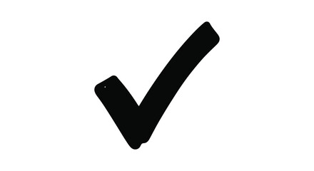 A simple black check mark illustration on a plain white background signifying completion or approval © Kuntol02