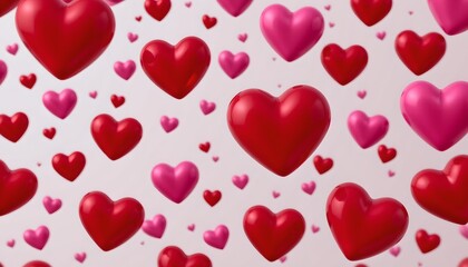 Floating Red and Pink Hearts Romantic Scene