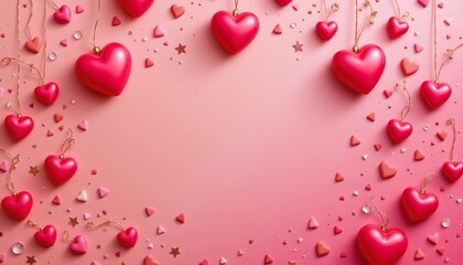 Romantic Heartshaped Decorations Soft Pink Background