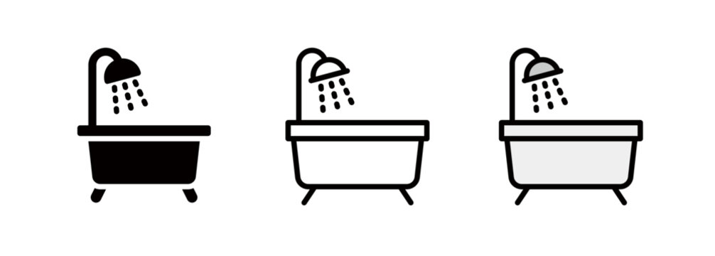 Bathtub, bathing icon, bathroom symbol