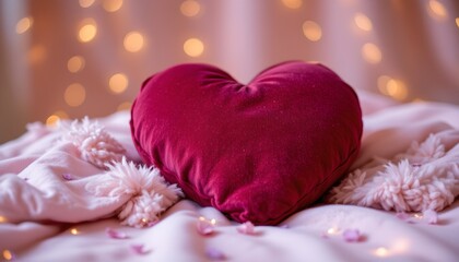 Cozy Romantic Scene with Heart Pillow