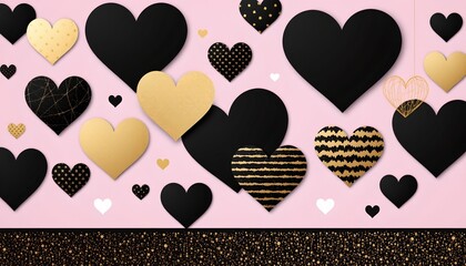 Playful Romantic Hearts with Glittery Border