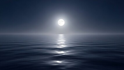 Fototapeta premium Moonlight Reflection on Calm Ocean Surface.