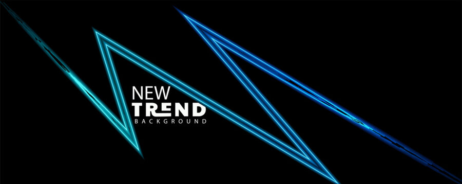 Glowing blue neon triangles on dark background
