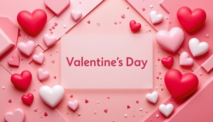 Festive Valentines Day Heart Decorations with Pink Frame