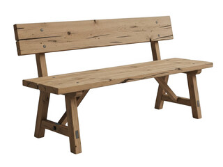 Handcrafted wooden bench isolated on transparent background