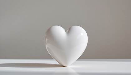 Elegant White Heart Gray Background