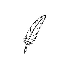 Obraz premium Elegant Quill Pen Outline Icon - Writing, Creativity & Education Symbol