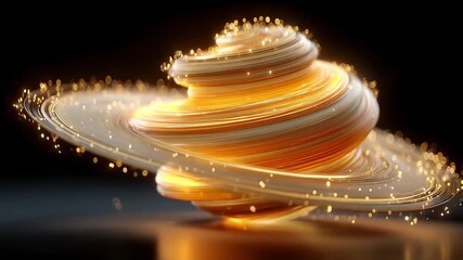 Abstract black gold glowing particle spiral dynamic background
