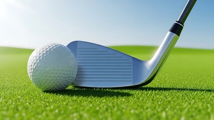 Professional Golf Club and Ball on Manicured Lawn
