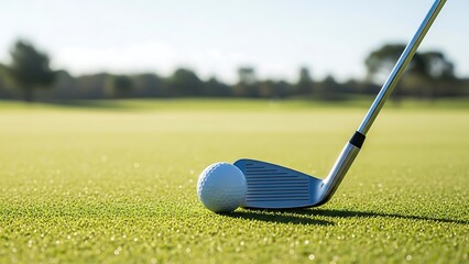 Golf Ball Ready for Swing on Lush Green Fairway