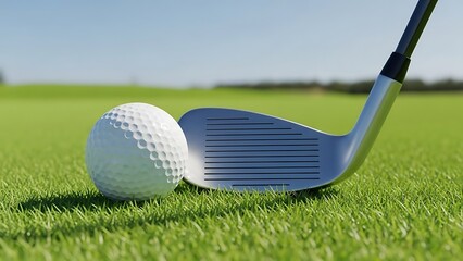 Golf Ball Ready for Swing on Lush Green Fairway