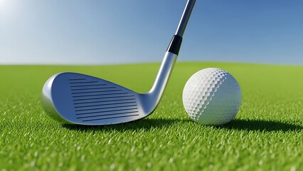 Golf Equipment on Fresh Green Grass Outdoor Sports Concept