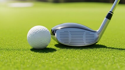 Golf Equipment on Fresh Green Grass Outdoor Sports Concept