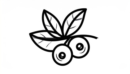Stylized Blueberry Illustration with Leaves for Design Projects.