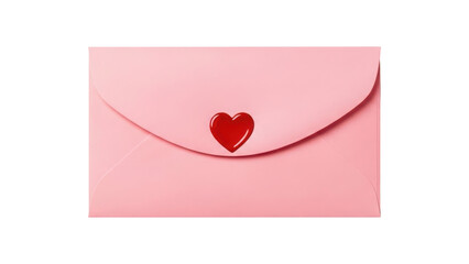 Pink envelope with red heart isolated on transparent background