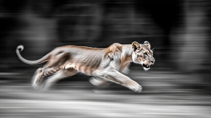Lioness running at full speed motion blur wildlife photography