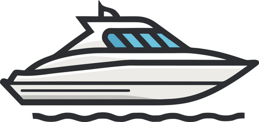 Modern eco-friendly electric speedboat with green energy symbol vector