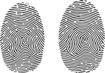 Fingerprint Vector Illustration Set - Biometric Identity Icons - Black and White Thumbprint Silhouette for Security Design