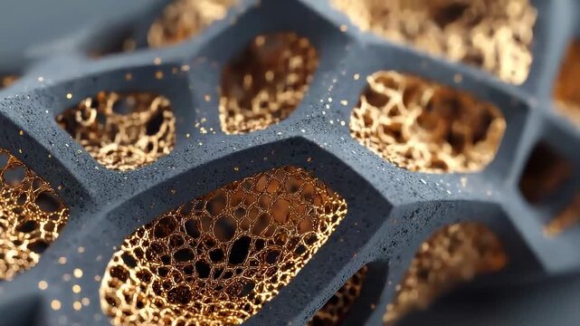 Abstract 3D Black Gold Honeycomb Geometric Macro Background