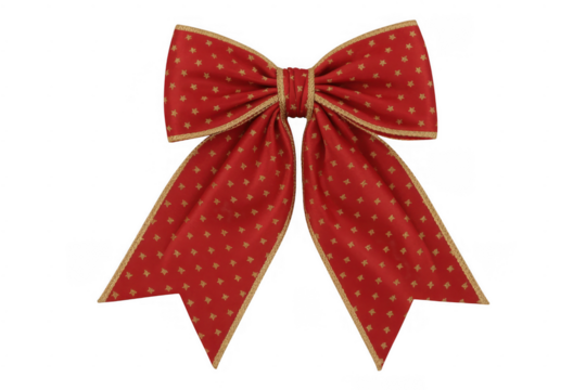 Red bow with gold trim and stars ribbon isolated on a transparent background - Powered by Adobe