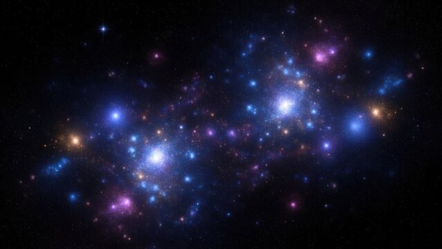 Vibrant cosmic scene with stars and galaxies in deep space