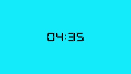 A digital 5-minute countdown timer with bold numbers, ideal for events, meetings, presentations, workouts, or time management.