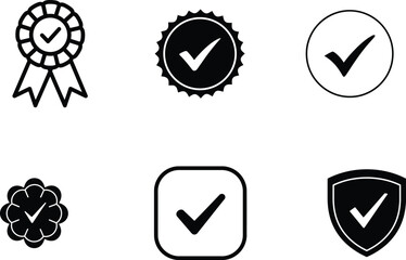 Check mark icons in various shapes and designs for approval and confirmation concepts