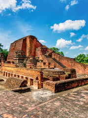 Nalanda University ruins in Bihar reveal a vast ancient learning center, founded in the 5th century CE, famed for monasteries, libraries, and global Buddhist scholars.