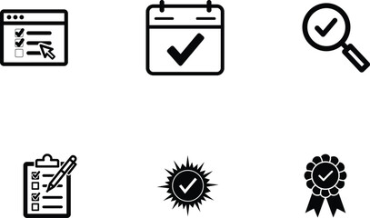 checklist icons with checkmarks and verification symbols