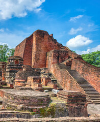 Nalanda University ruins in Bihar reveal a vast ancient learning center, founded in the 5th century CE, famed for monasteries, libraries, and global Buddhist scholars.