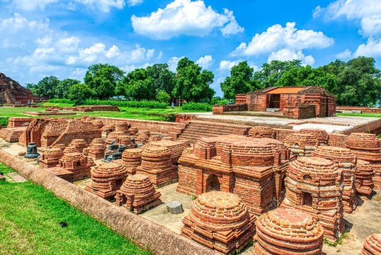 Nalanda University ruins in Bihar reveal a vast ancient learning center, founded in the 5th century CE, famed for monasteries, libraries, and global Buddhist scholars.