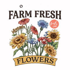 Flowers typography vector t-shirt design print