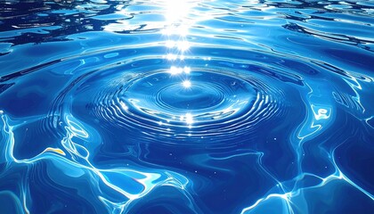 Sunlit Water Ripples - A Serene Aquatic Scene with Circular Waves.